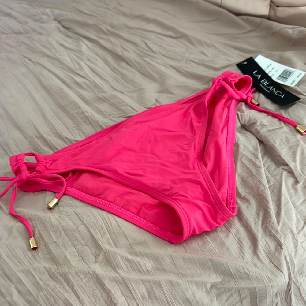 NWT La Blanca Hot Pink Bikini Bottom with Gold Details